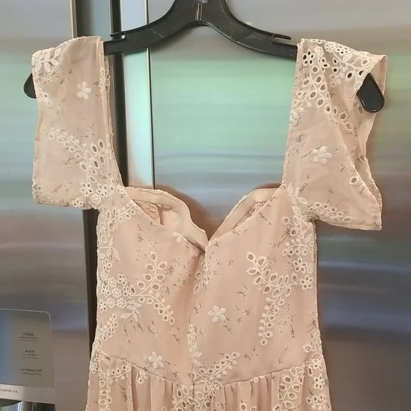 💕DRESS THE POPULATION💕 River Off the Shoulder Tiered Hem Dress ~ Blush XS NWT